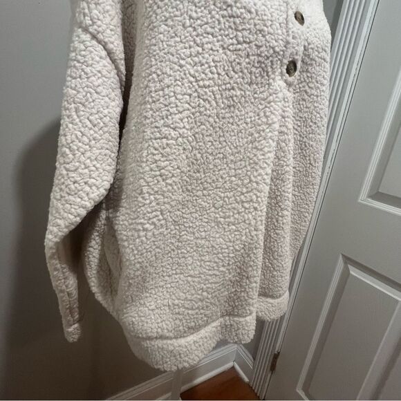 Aerie Sherpa half button sweater with pockets women's size large oversized fit - Picture 9 of 15